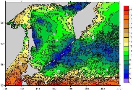 ТПО за 14 июля (по данным JMA, пространственное разрешение 0.1х0.1°)