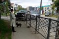В Корсакове внедорожник врезался в ограждение у здания администрации